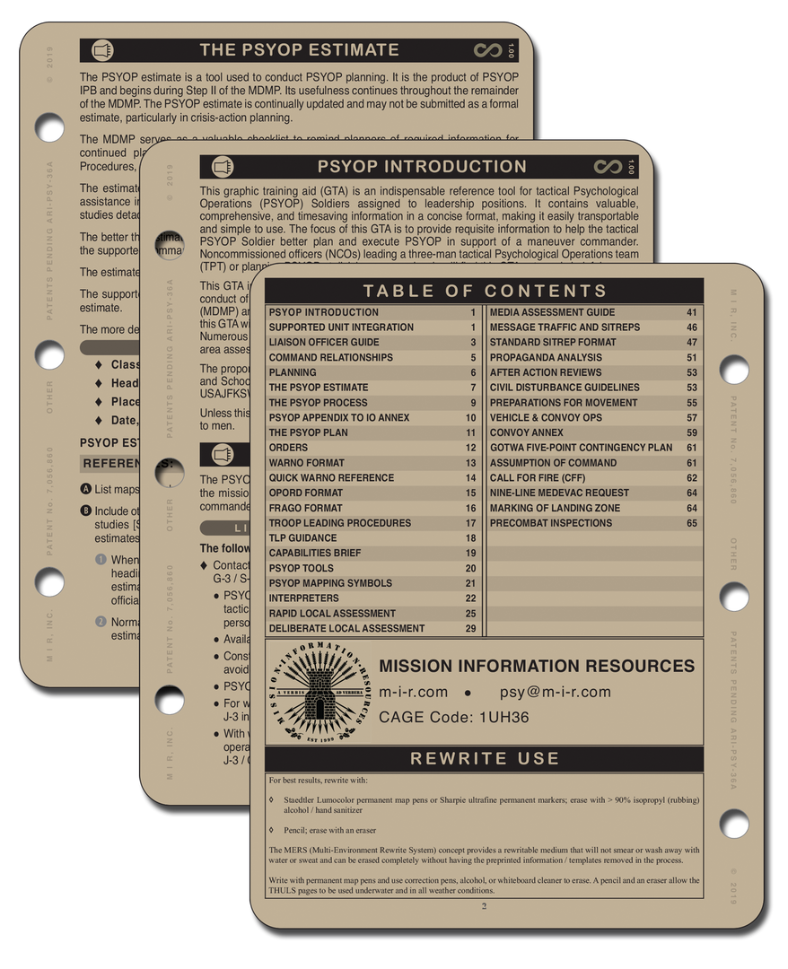 Mission Information Resources, Inc PSYOPS LEADERS PLANNING GUIDE Tactical