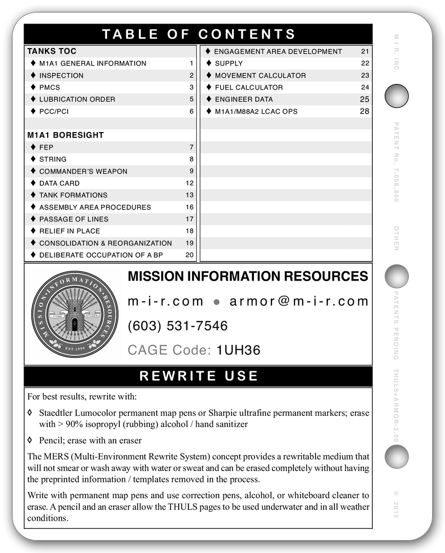 Mission Information Resources, Inc USMC ARMOR MODULE THULS Manuals
