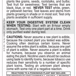 Mission Information Resources, Inc Tactical Plant Edibility Reference Card